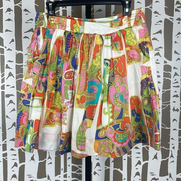 Trina Turk Silk Blend Colorful Retro Print Skirt 6 - Picture 11 of 11